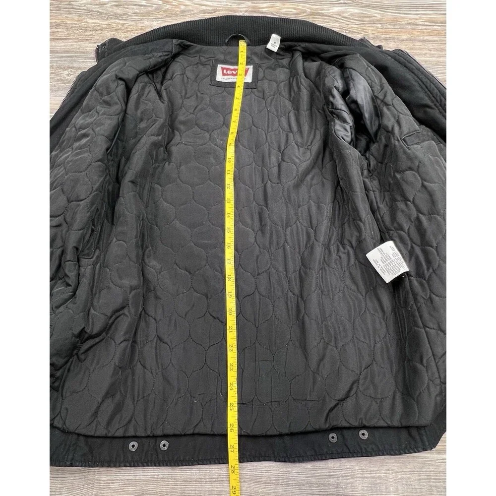 Levi's Jacket Mens M Black Soft Cotton Quilted Lining Casual Utility Casual Work